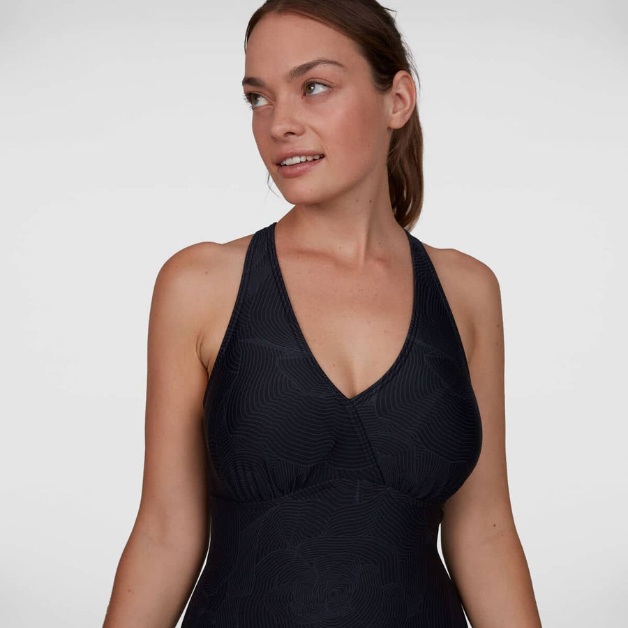 Speedo Crossback Printed 1 Piece AF, Black/Oxid Grey