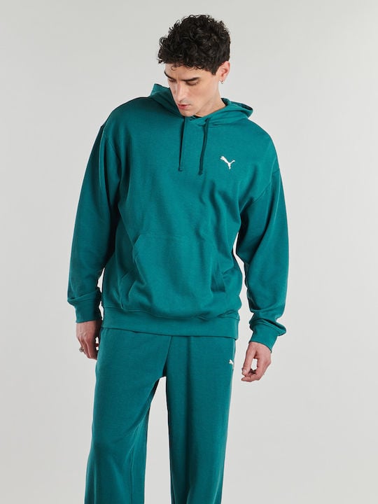 brīvā laika džemperis ess elevated relaxed hoodie emerald ice pu 692019 41