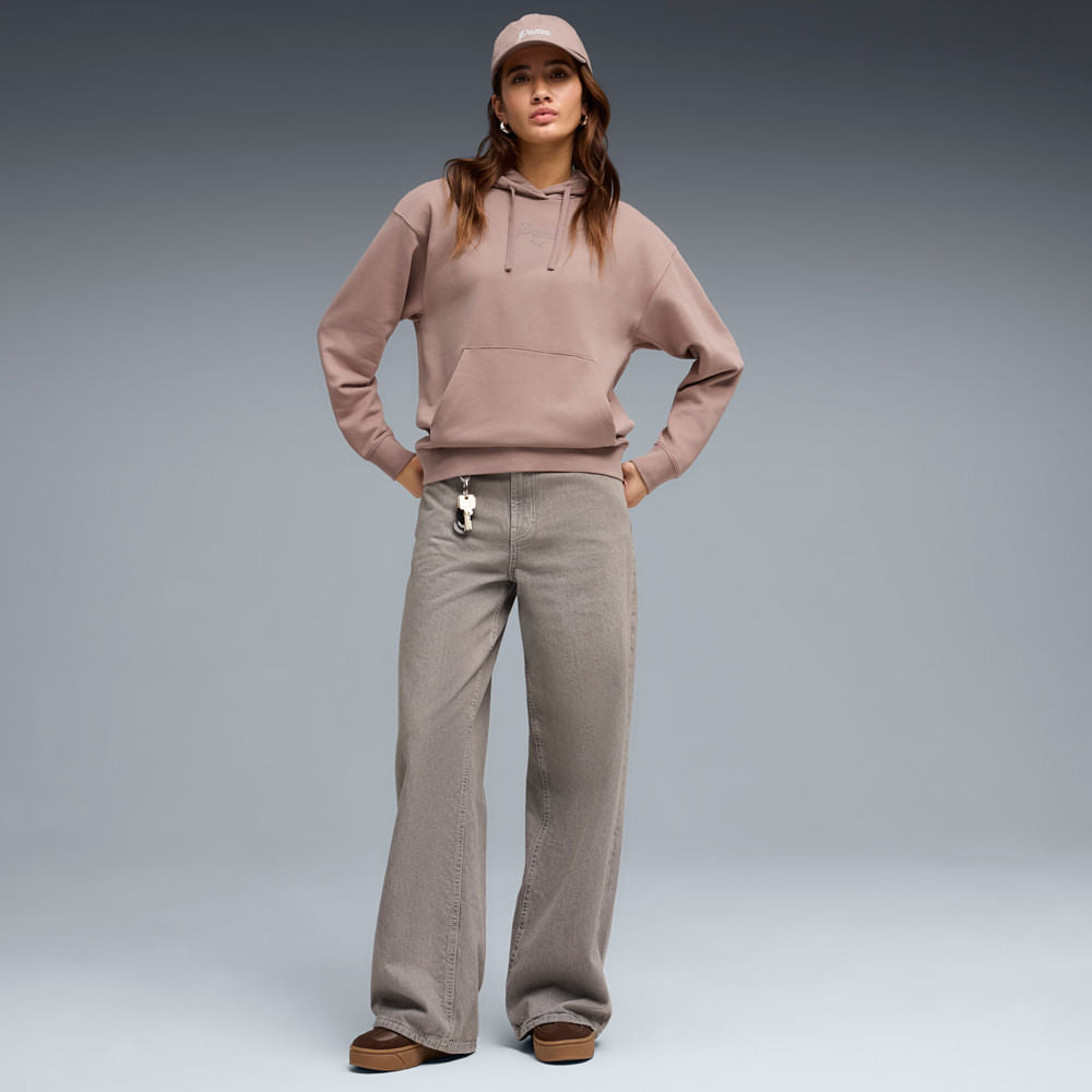 brīvā laika džemperis ess script comfort hoodie tr sandstone pu 691761 88 1