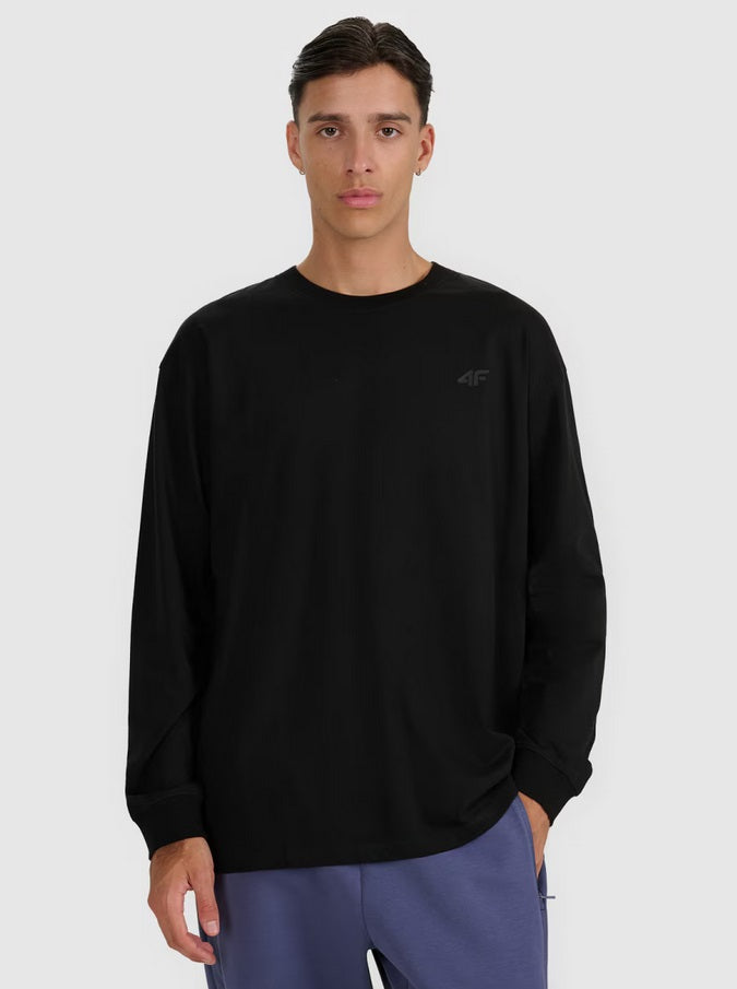 brīvā laika džemperis longsleeve deep black 4f waw25tlonm481 20s