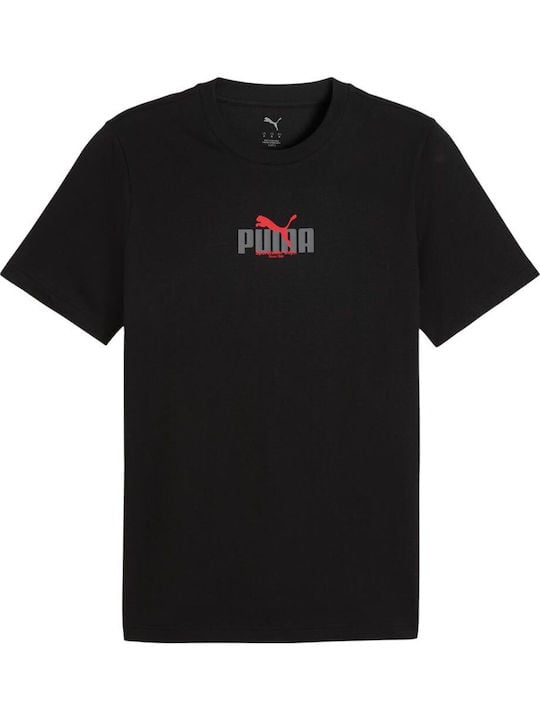 brīvā laika tkrekls graphic puma wording tee puma black pu 688032 01