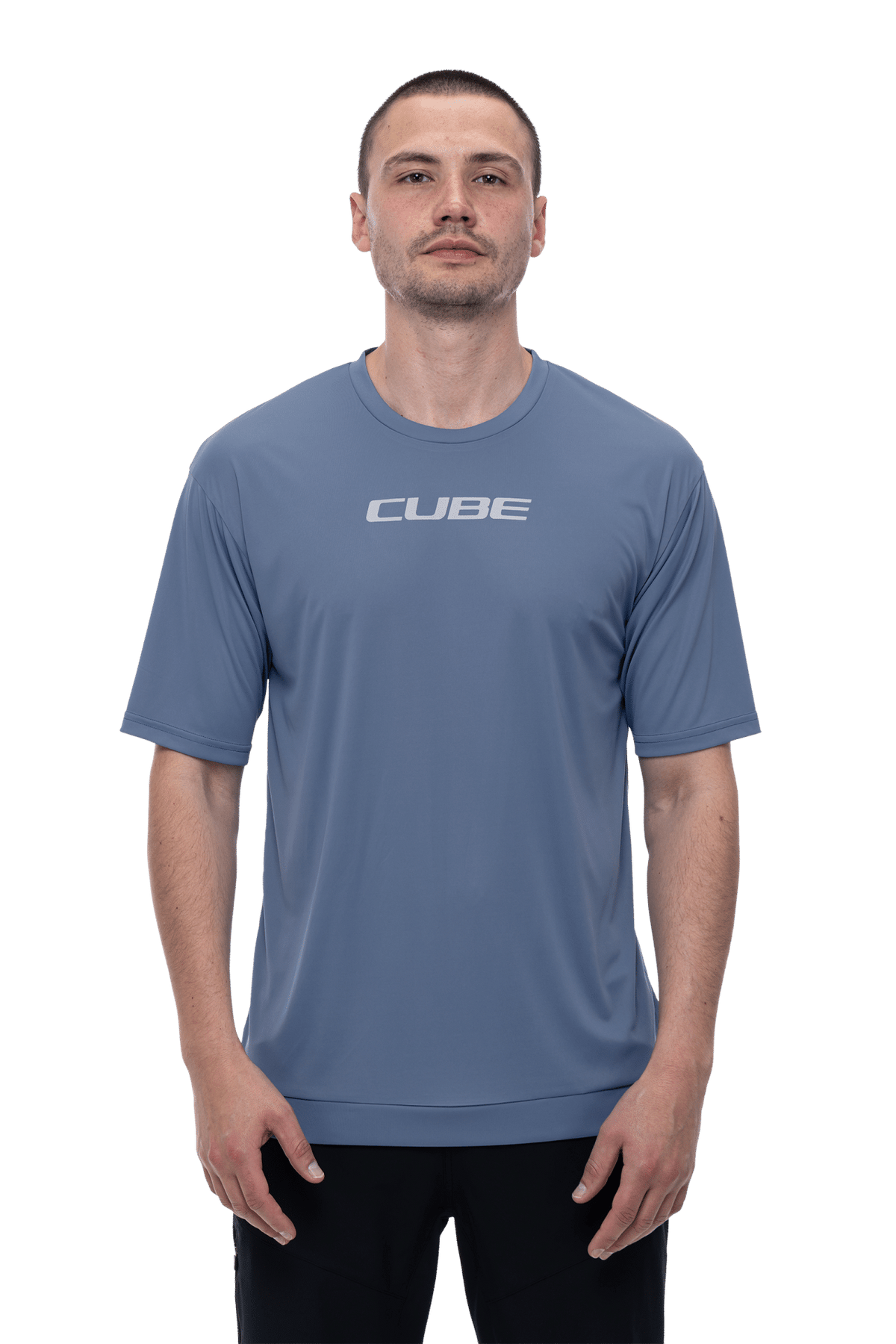 CUBE MTB Round Neck Jersey TECH S/S smoke blue