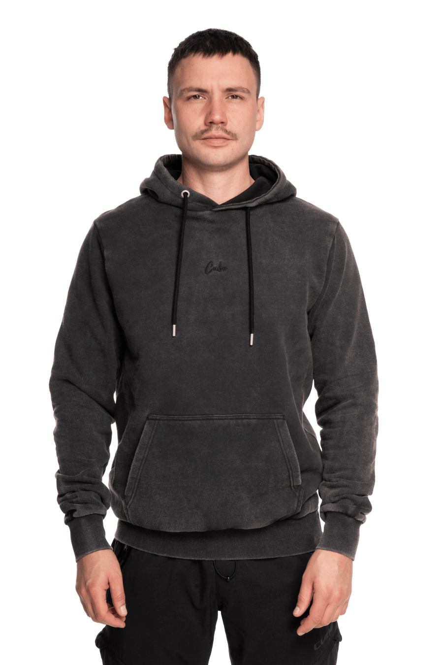 CUBE Organic Hoodie Script washed black
