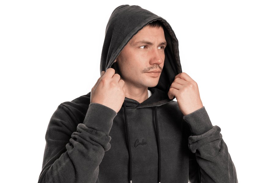 CUBE Organic Hoodie Script washed black