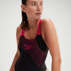 Speedo Medley Logo 1 Piece W, Black, Electric Pink