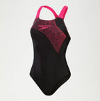 Speedo Medley Logo 1 Piece W, Black, Electric Pink