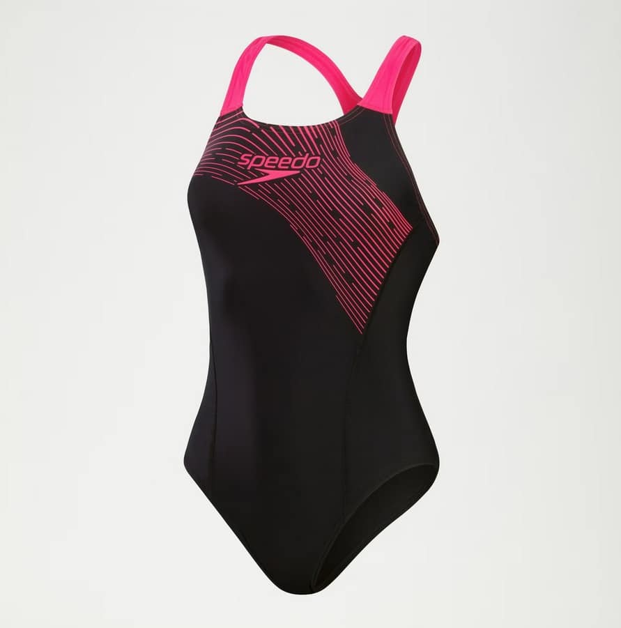 Speedo Medley Logo 1 Piece W, Black, Electric Pink