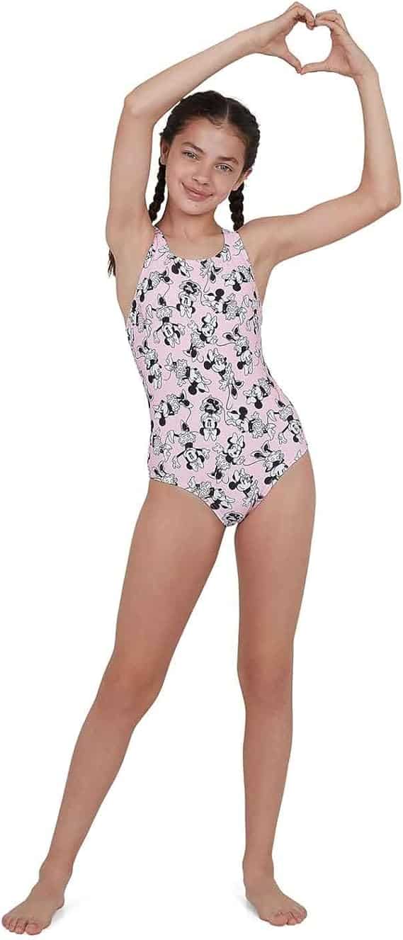 Speedo Minnie Mouse Allover Medalist JF, ‘Powder Blush/Bl