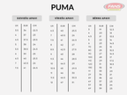 puma apavu izmēri
