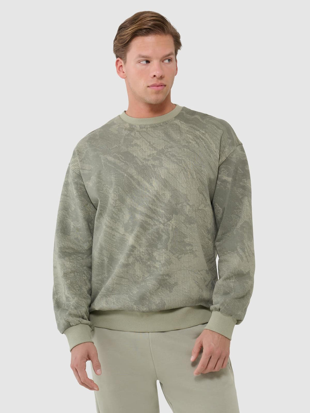 4F SWEATSHIRT, OLIVE ALLOVER