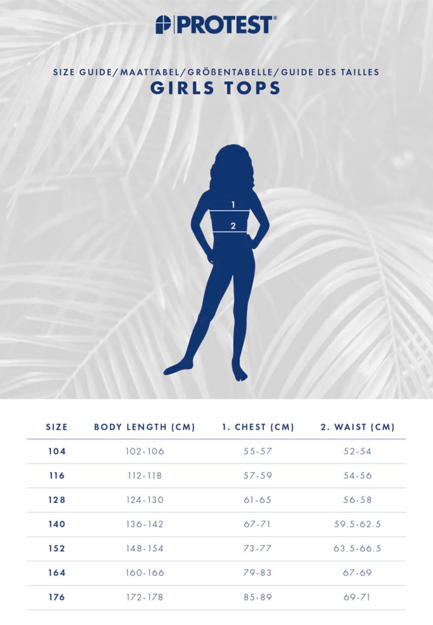Sizechart Girls Tops