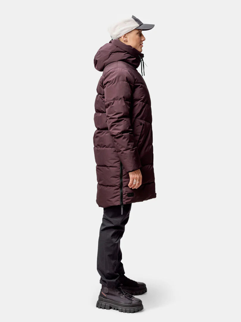 Halti Linjat W puffer parka, Fudge Maroon Red