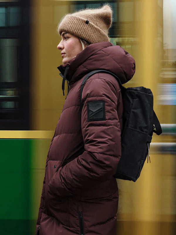 Halti Linjat W puffer parka, Fudge Maroon Red