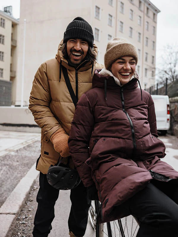 Halti Linjat W puffer parka, Fudge Maroon Red
