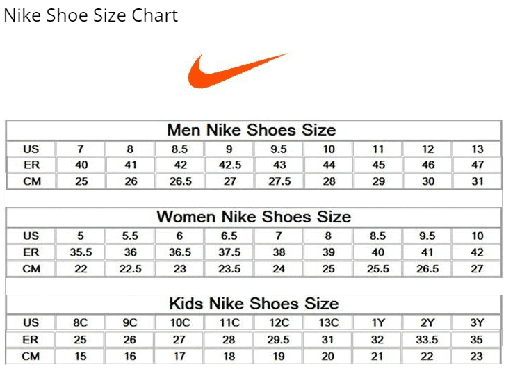 Nike Size Chart