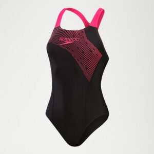 Speedo Medley Logo 1 Piece W, Black, Electric Pink