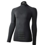mico woman long sleeves mock neck shirt warm control skintech