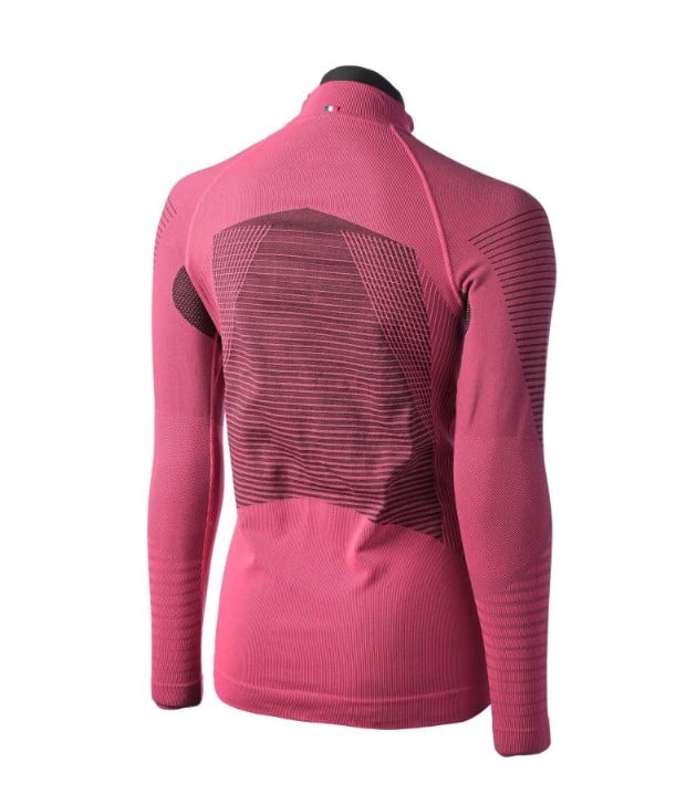 mico woman long sleeves mock neck shirt warm control skintech pink