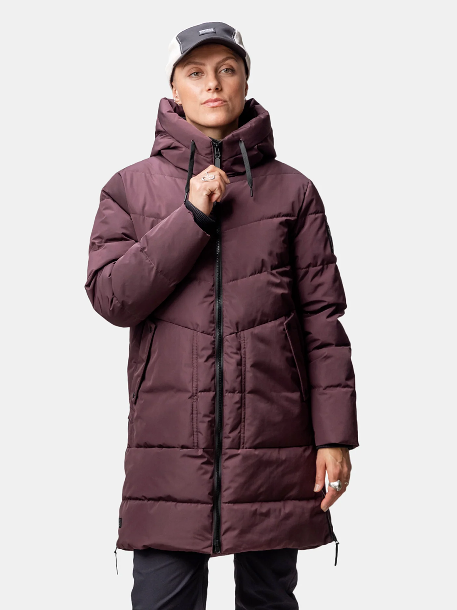 virsjaka linjat w puffer parka fudge maroon red ha 065 0409 c68