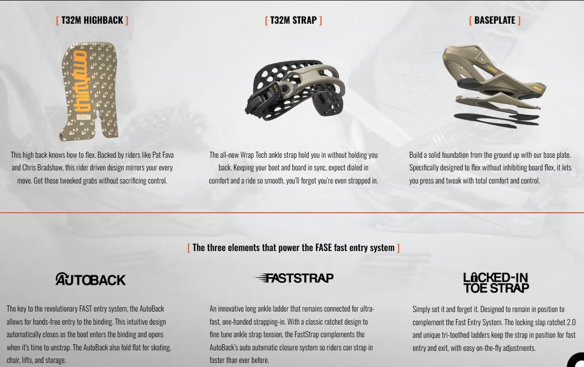 e32 t1 t32m fase® snowboard binding